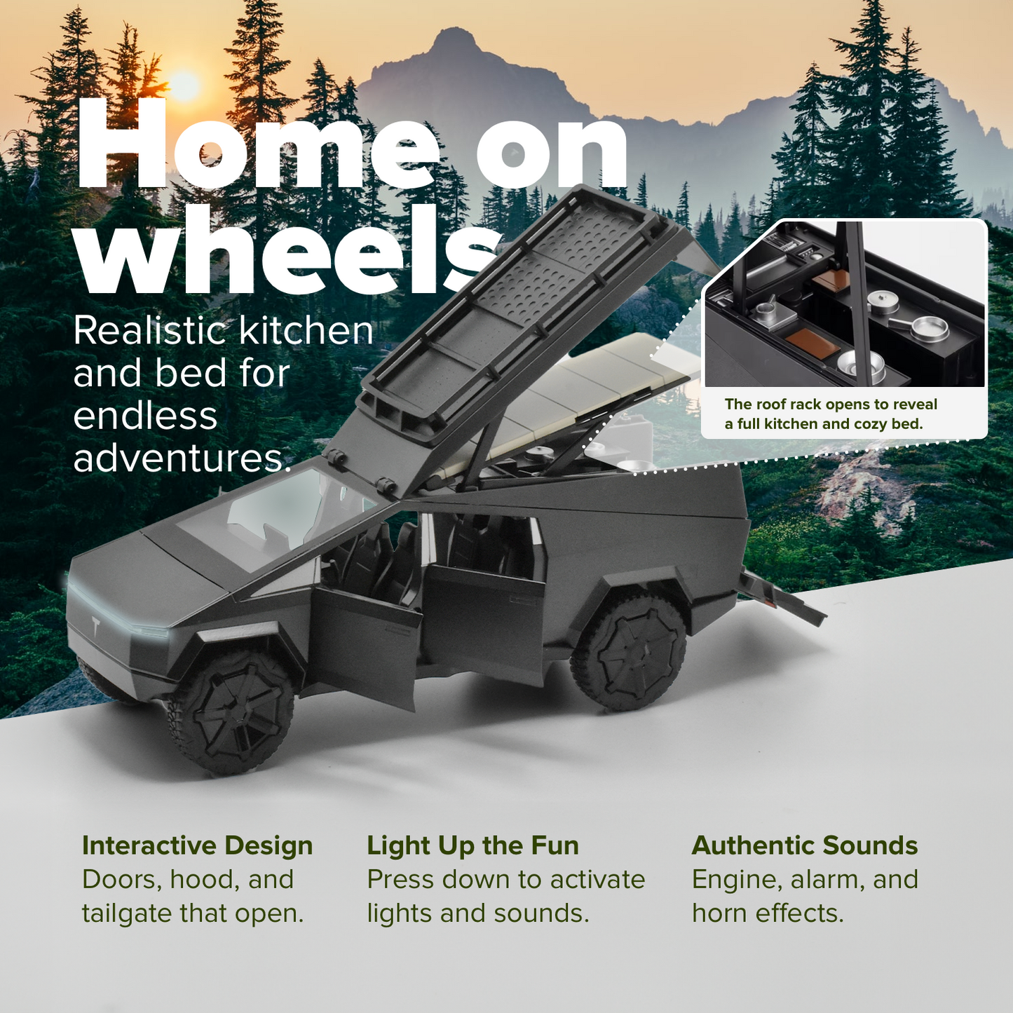 Cyber Outback -Toy Truck with Camper, ATV, and Charging Station