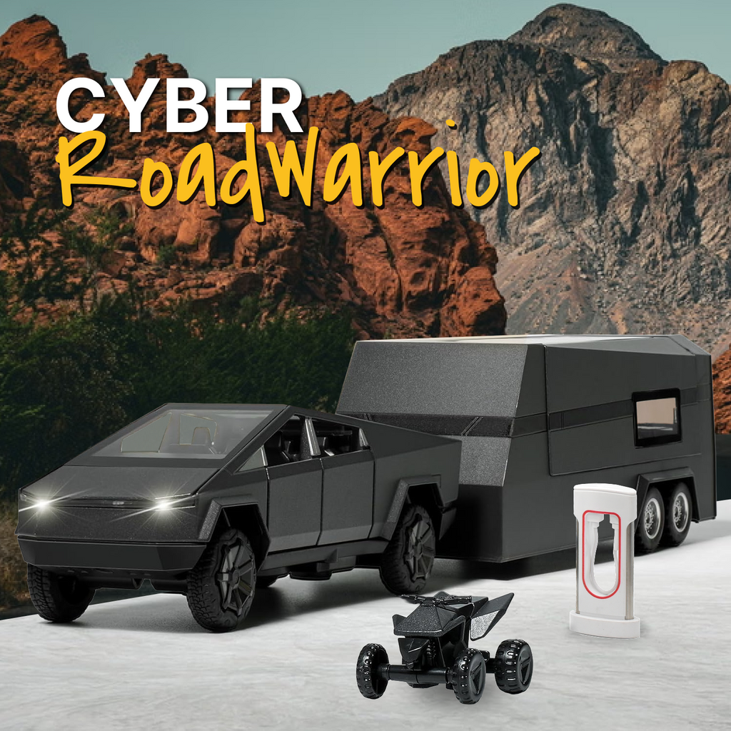 1/32 Cyber RoadWarrior Toy Truck & Trailer ATV *BONUS* Charging Station & Mystery Toy