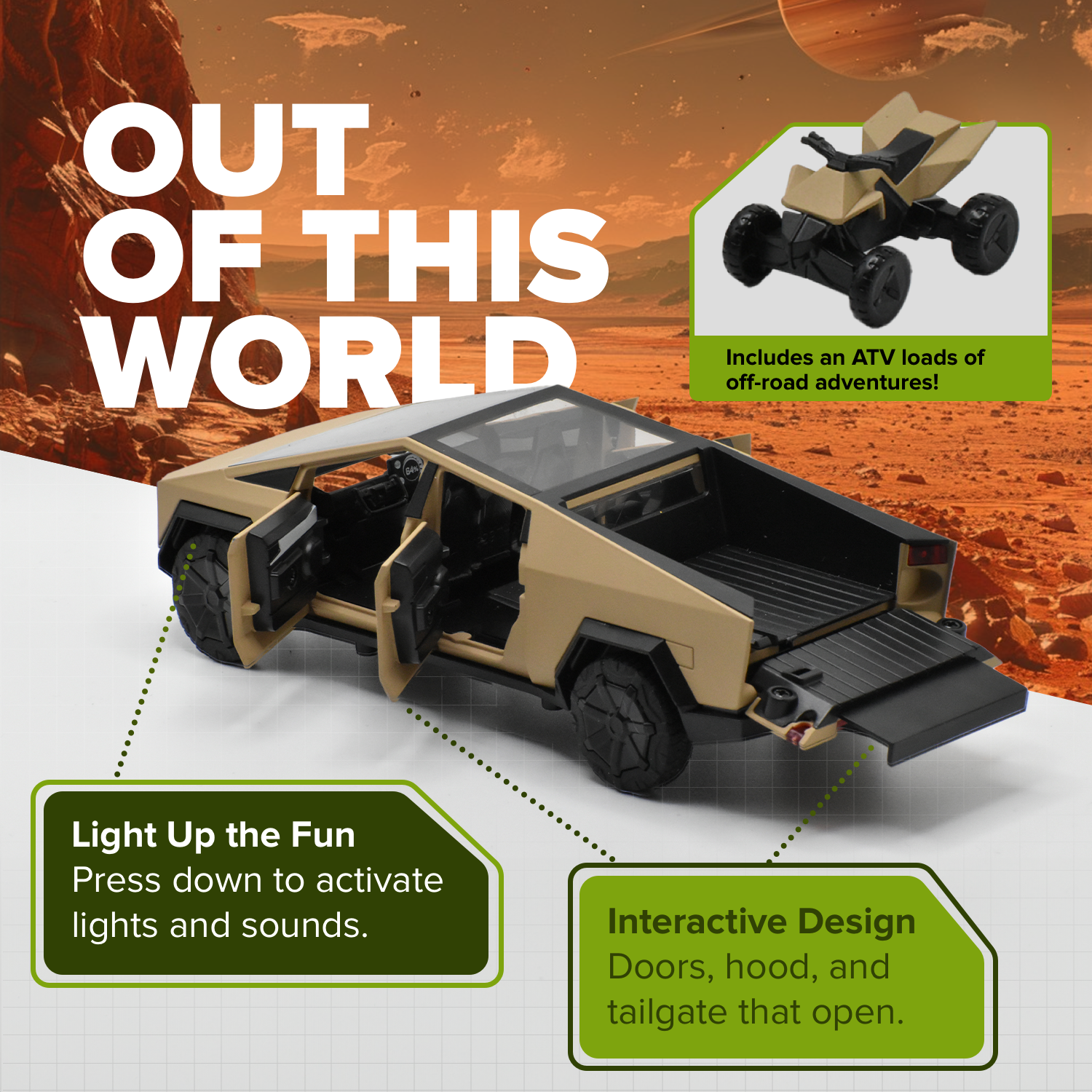 1/28 Cyber Toy Pickup Truck *BONUS* ATV & Charging Station