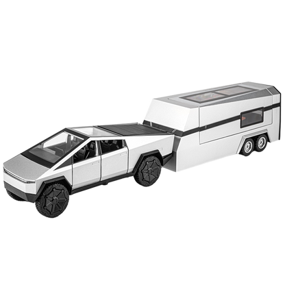 Cyber RoadWarrior - Toy Truck & Trailer with ATV, Lights, Sounds, Pull Back Action