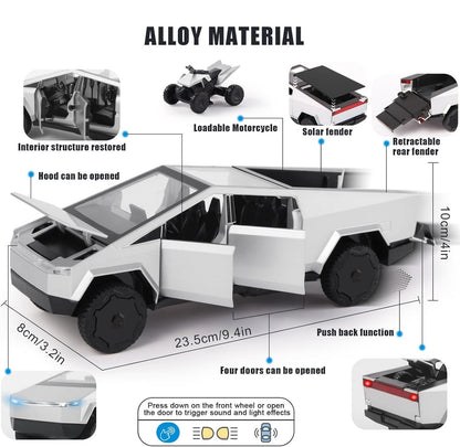 Cyber RoadWarrior - Toy Truck & Trailer with ATV, Lights, Sounds, Pull Back Action