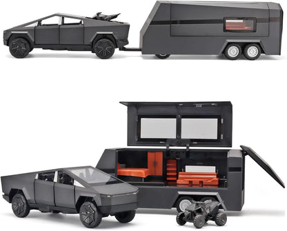 Cyber RoadWarrior - Toy Truck & Trailer with ATV, Lights, Sounds, Pull Back Action