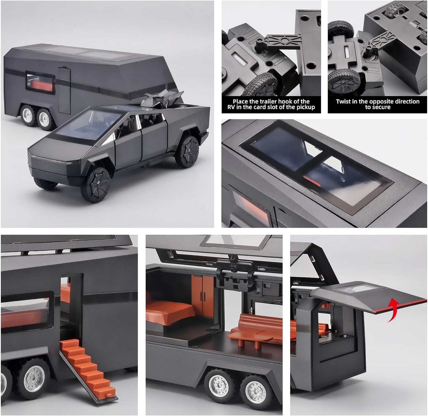 Cyber RoadWarrior - Toy Truck & Trailer with ATV, Lights, Sounds, Pull Back Action