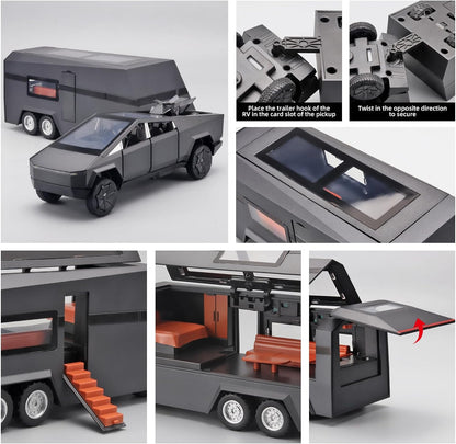 Cyber RoadWarrior - Toy Truck & Trailer with ATV, Lights, Sounds, Pull Back Action